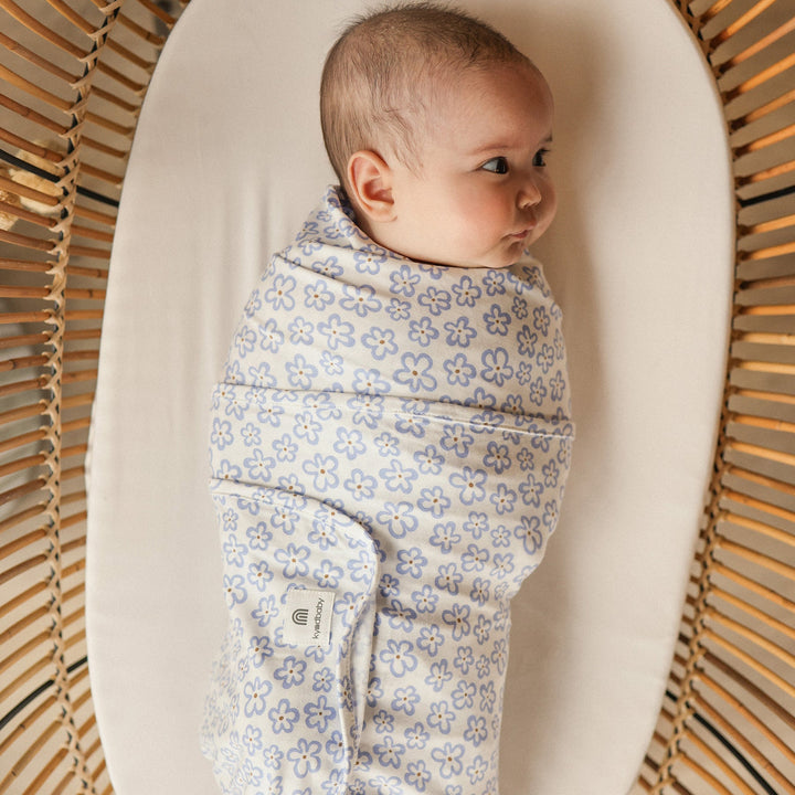 Large Stretchy Swaddle - Hibiscus Blue