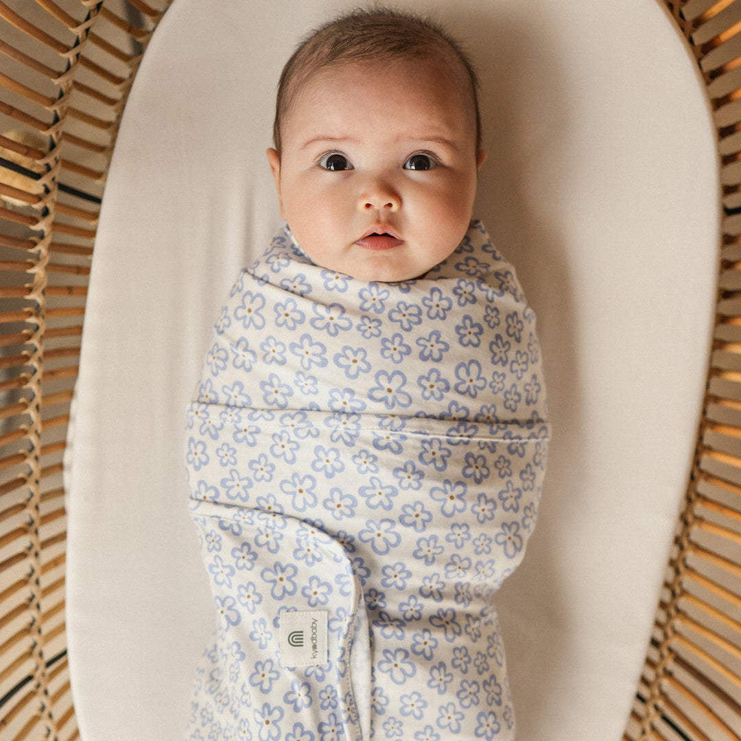 Large Stretchy Swaddle - Hibiscus Blue