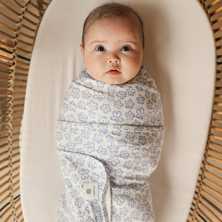 Large Stretchy Swaddle - Hibiscus Blue