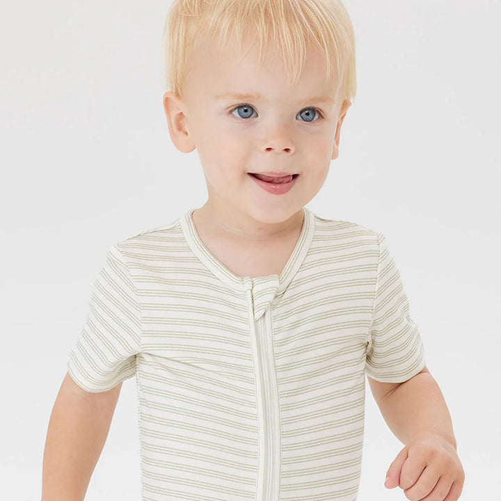 Onesie | Day or Night Short Sleeve - Sage Stripe