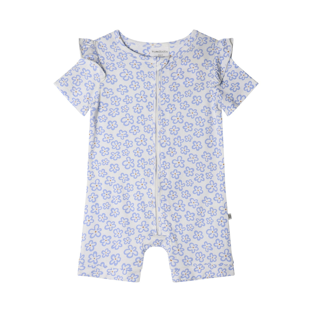 Onesie | Day or Night Short Sleeve with Frill - Hibiscus Blue
