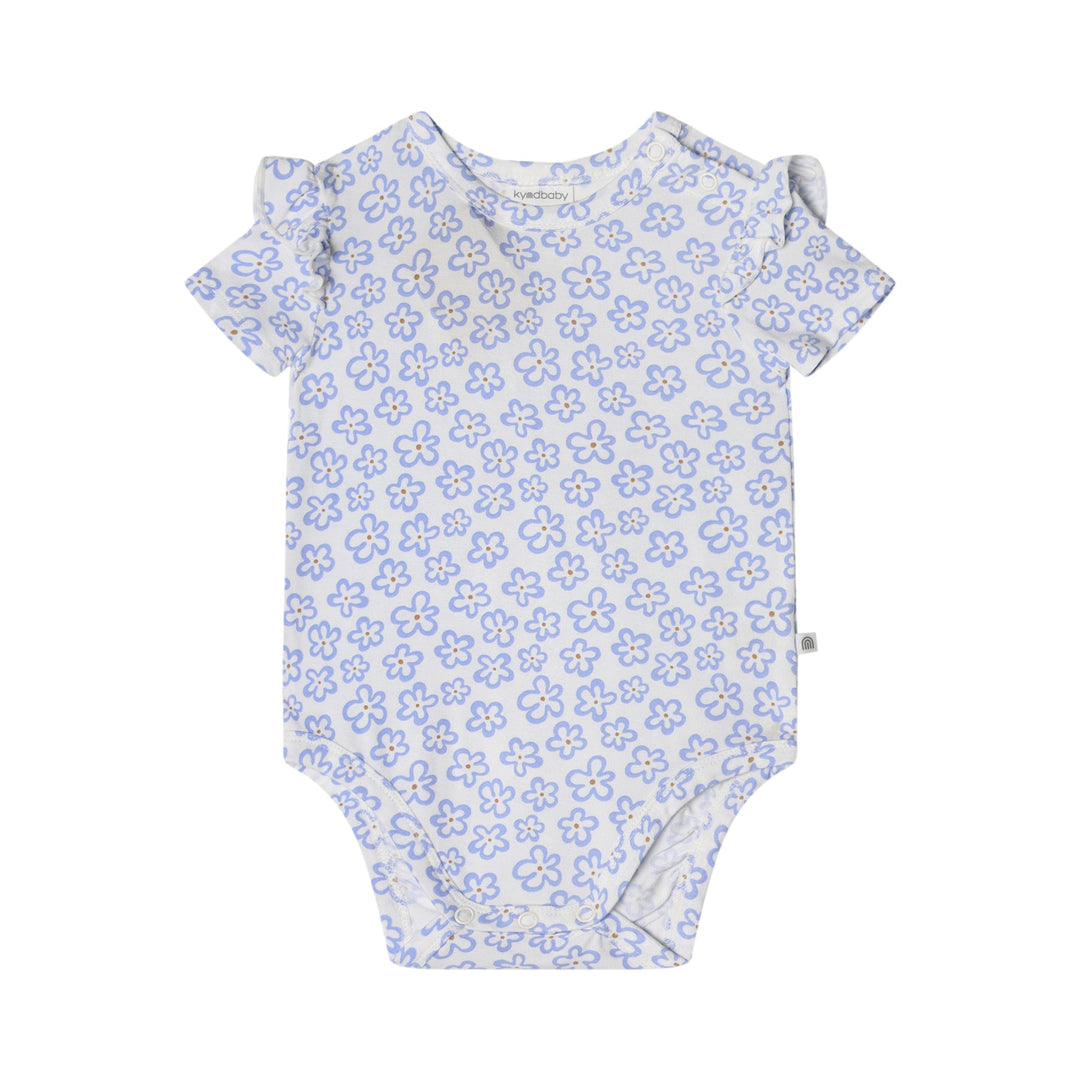 Bodysuit | Short Sleeve with Frill - Hibiscus Blue