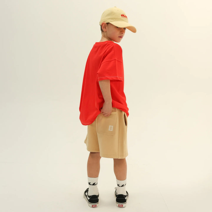 Contrast Stitch Ss Tee - Flame