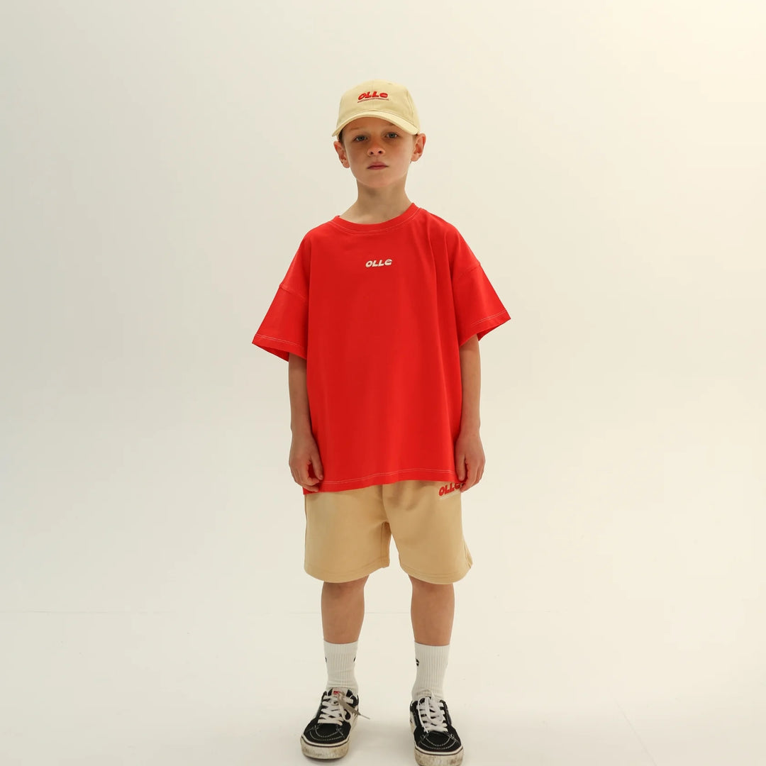 Contrast Stitch Ss Tee - Flame