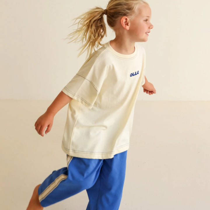 Contrast Stitch Ss Tee - Ecru