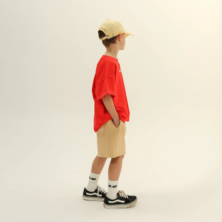 Contrast Stitch Ss Tee - Flame
