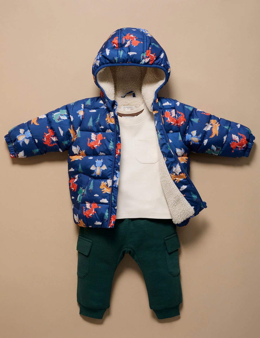 Shearling Lined Puffer Jacket - Dragon