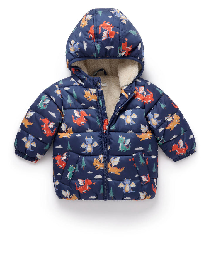 Shearling Lined Puffer Jacket - Dragon