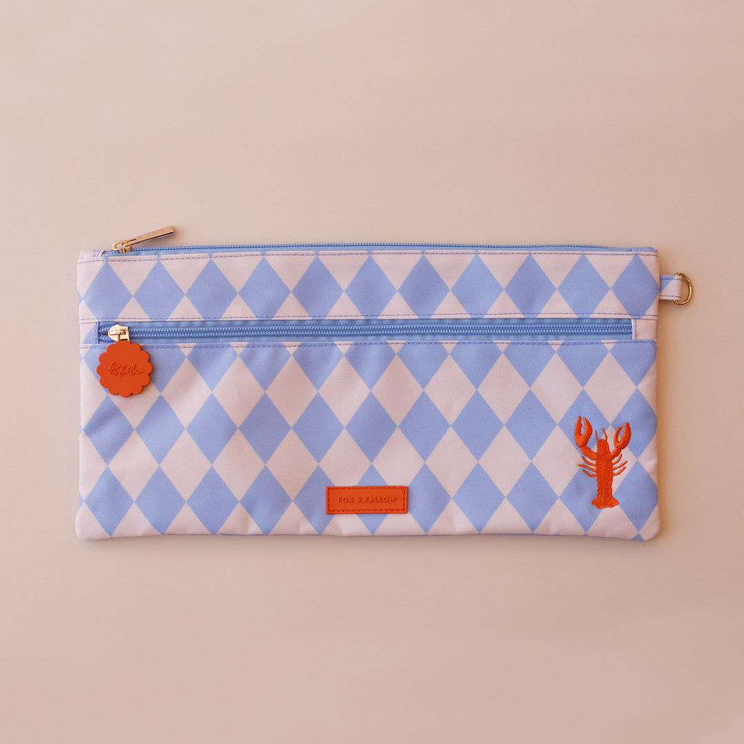 Large Pencil Case | Blue Diamonds