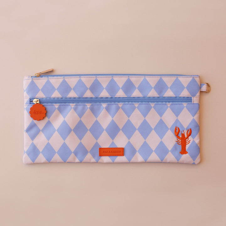 Large Pencil Case | Blue Diamonds