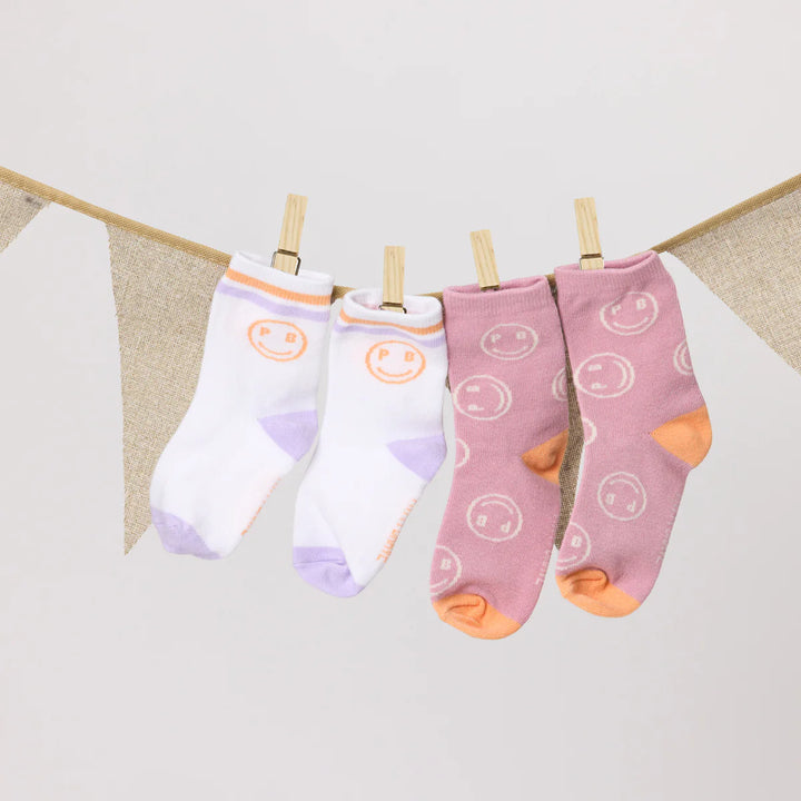 2-Pack Smiley Socks - Blush/White