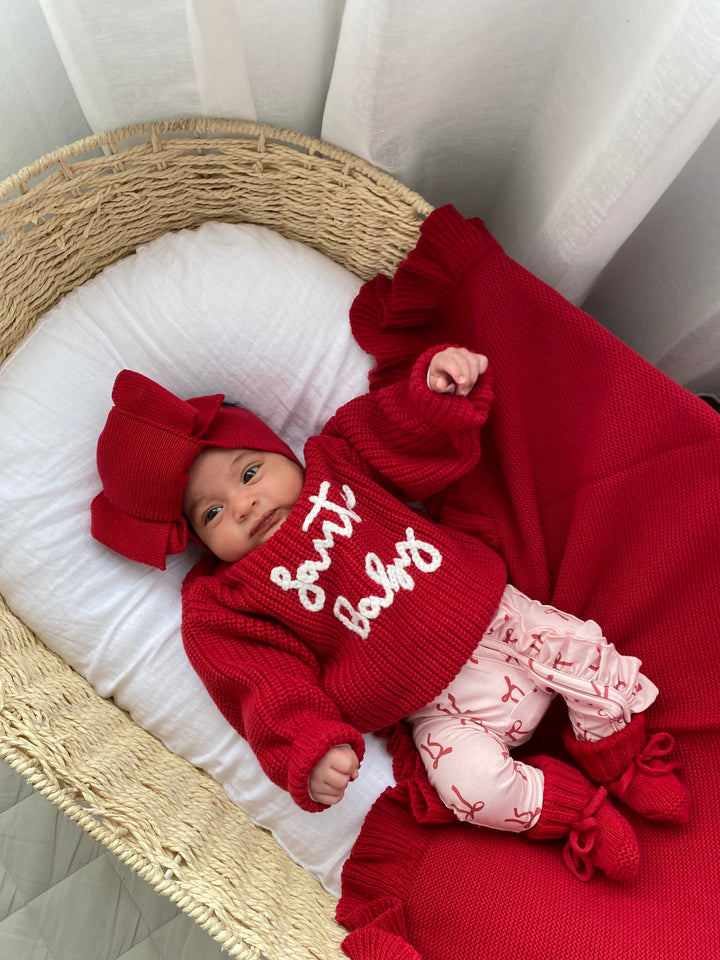 Frill Knit Blanket | Rudolph Red