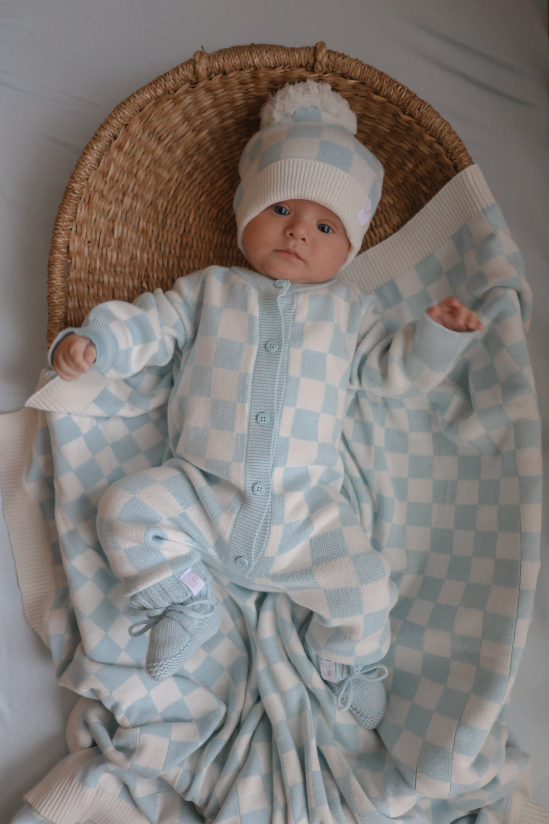 Knit Classic Romper | Blue Checker