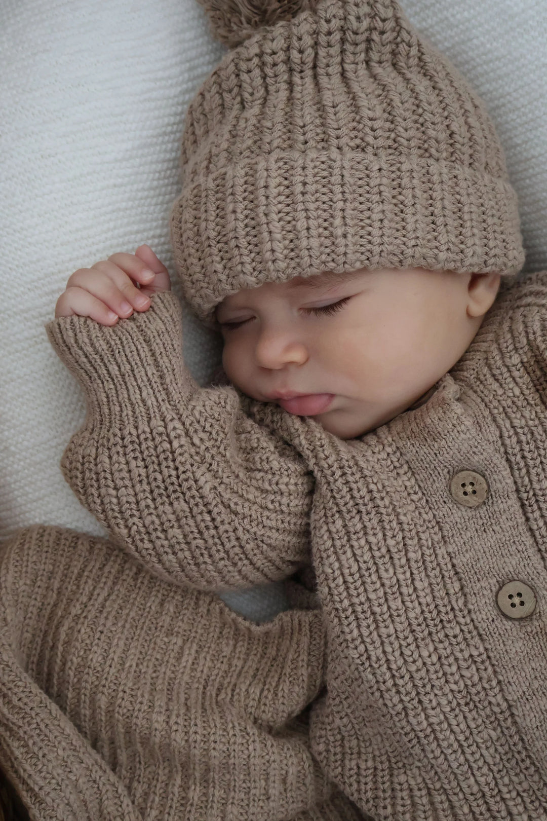 Textured Cotton Long Romper | Brown