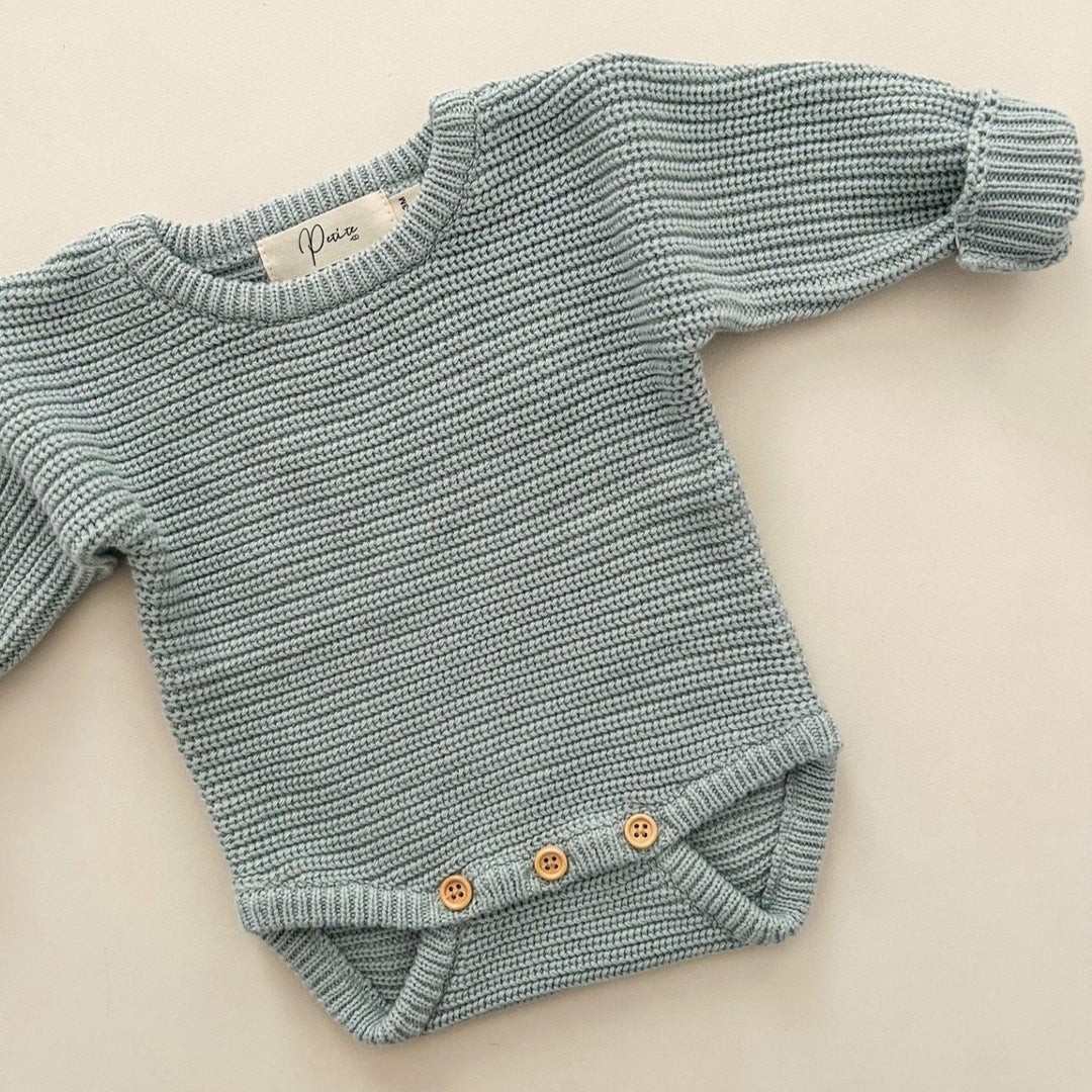 Classic Ribbed Romper - Sea