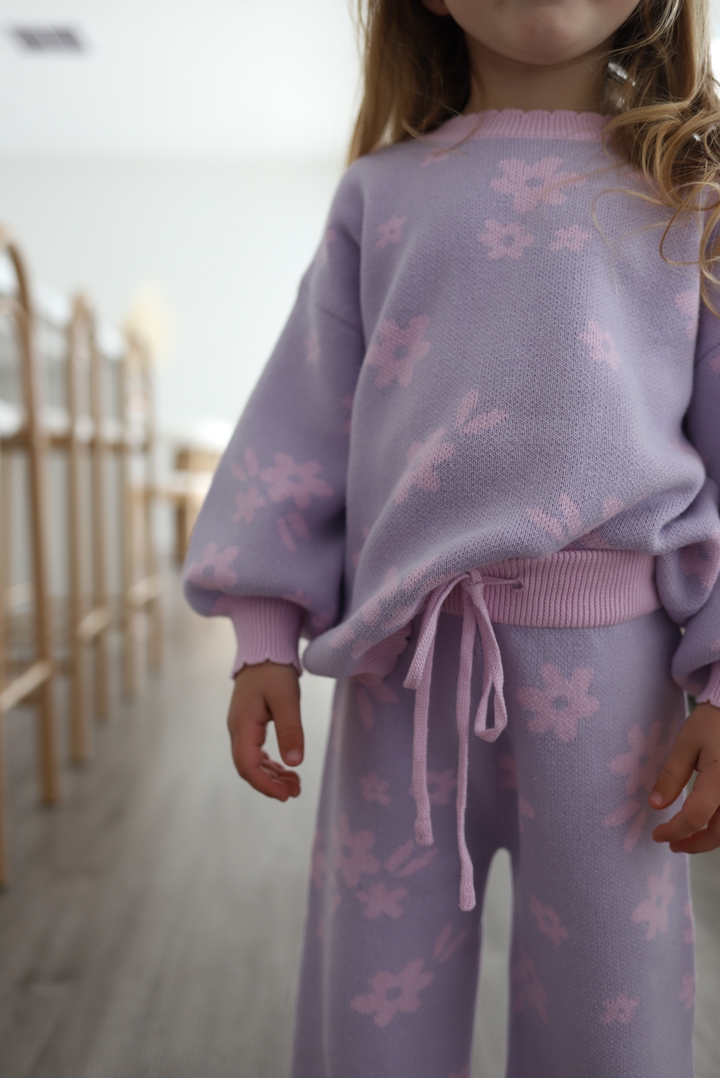 Knit Set | Daisy Pastel Lilac Floral