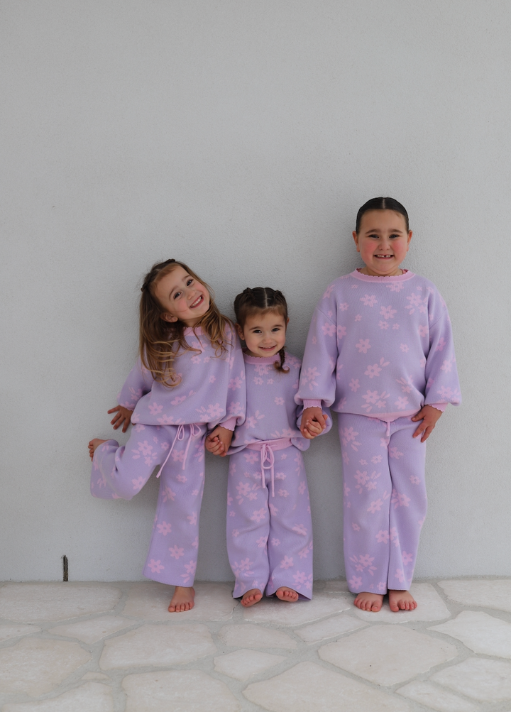 Knit Set | Daisy Pastel Lilac Floral