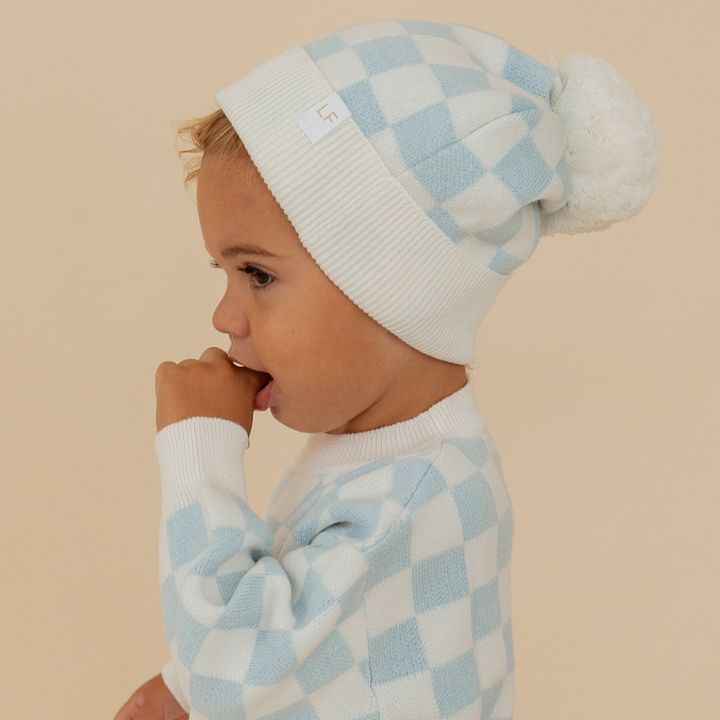 Knit Set | Sky Blue Checker