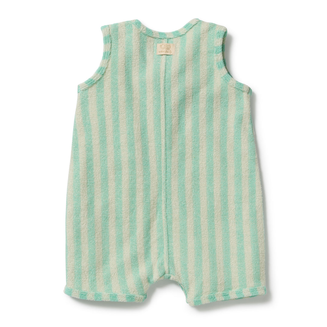 Growsuit | Organic Terry - Seafoam Stripe