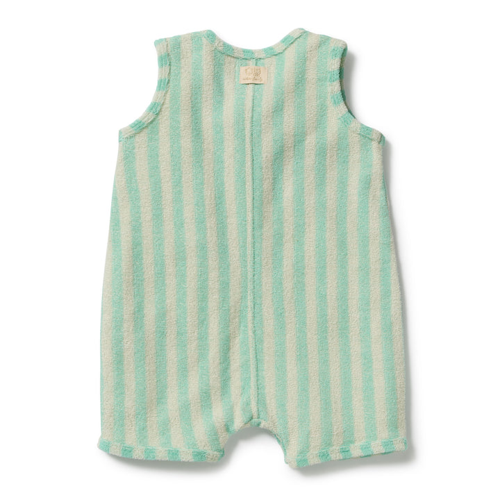 Growsuit | Organic Terry - Seafoam Stripe