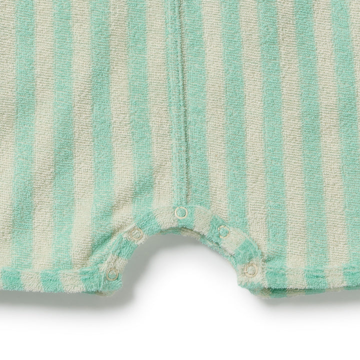 Growsuit | Organic Terry - Seafoam Stripe