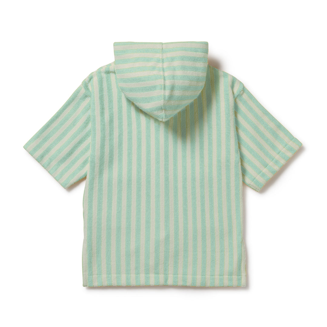 Hooded Towel | Organic Terry - Seafoam Stripe