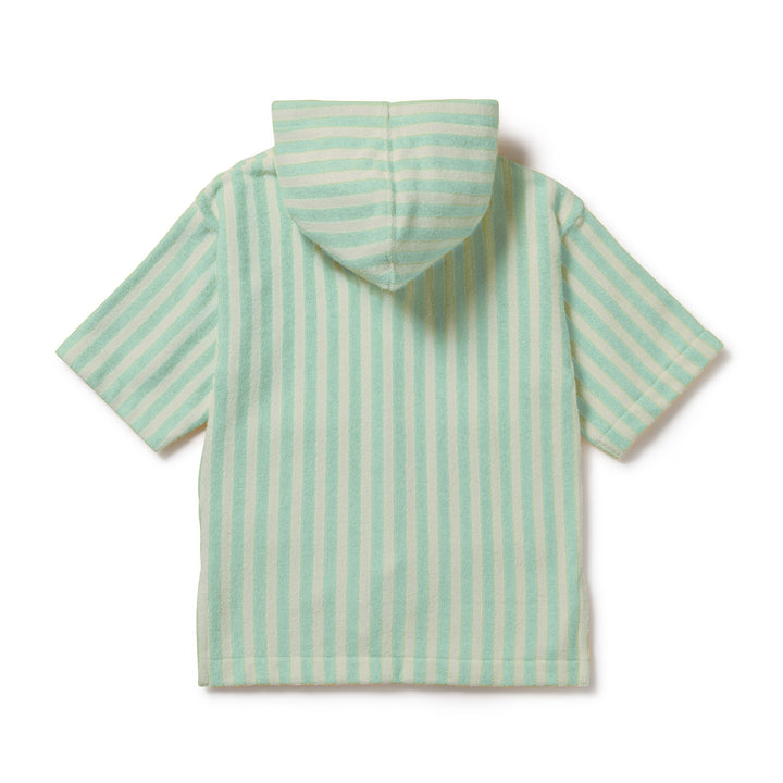 Hooded Towel | Organic Terry - Seafoam Stripe