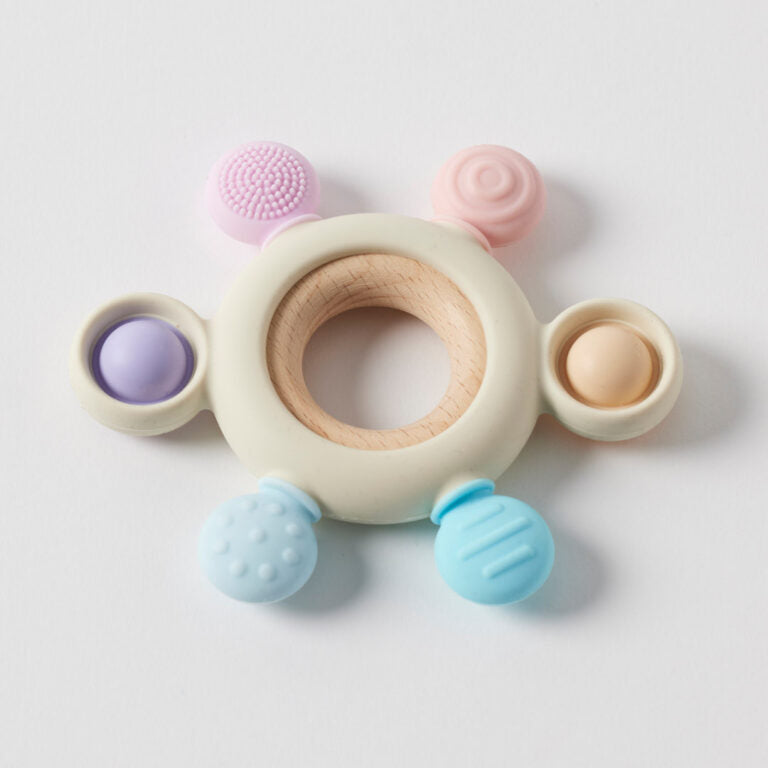 Teether | Sensory Beaded Silicone & Wood