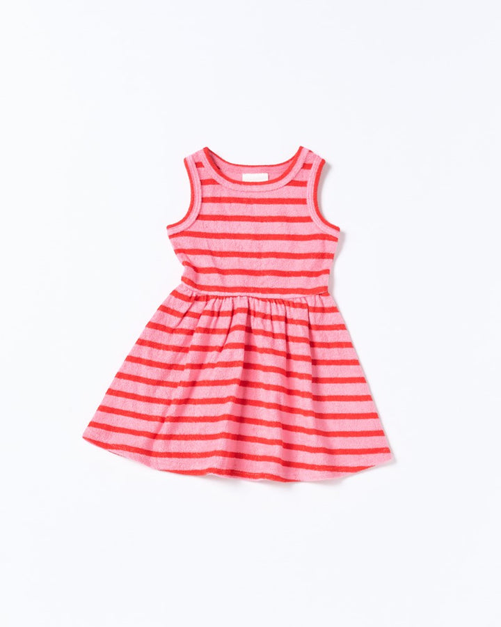 Wren Dress - Terry Stripe Pink