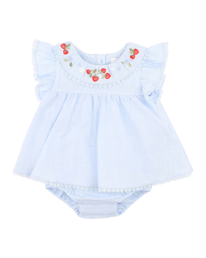 Organic Bodysuit | Emb. Overlay - Poppy Bluebell