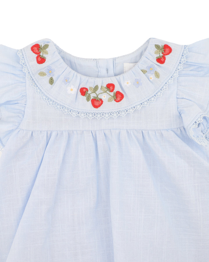Organic Bodysuit | Emb. Overlay - Poppy Bluebell