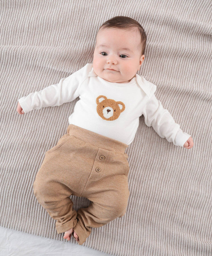 Organic Cotton Long Sleeve Bodysuit - Chenille Bear