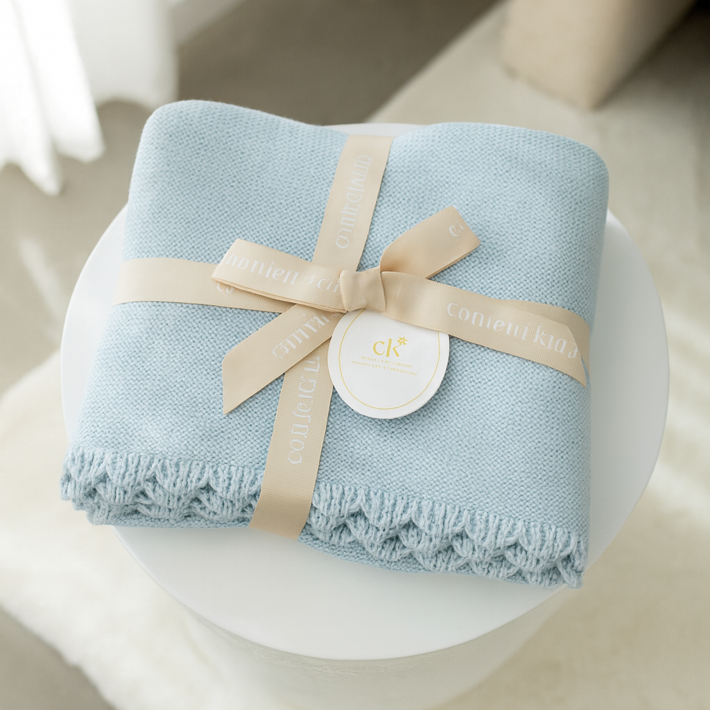 Heritage Knit Blanket | Traditional Blue