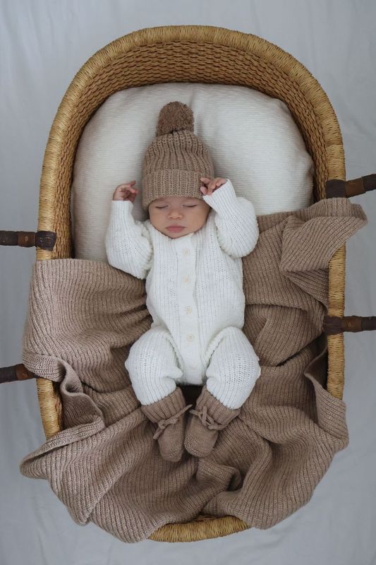 Textured Cotton Long Romper | Snow