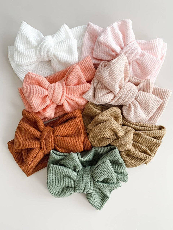 Chunky Waffle Bow Headband - Amber