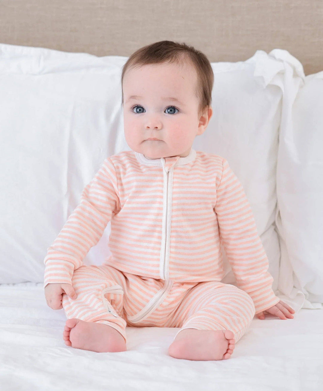 Organic Cotton Growsuit - Pink Stripes