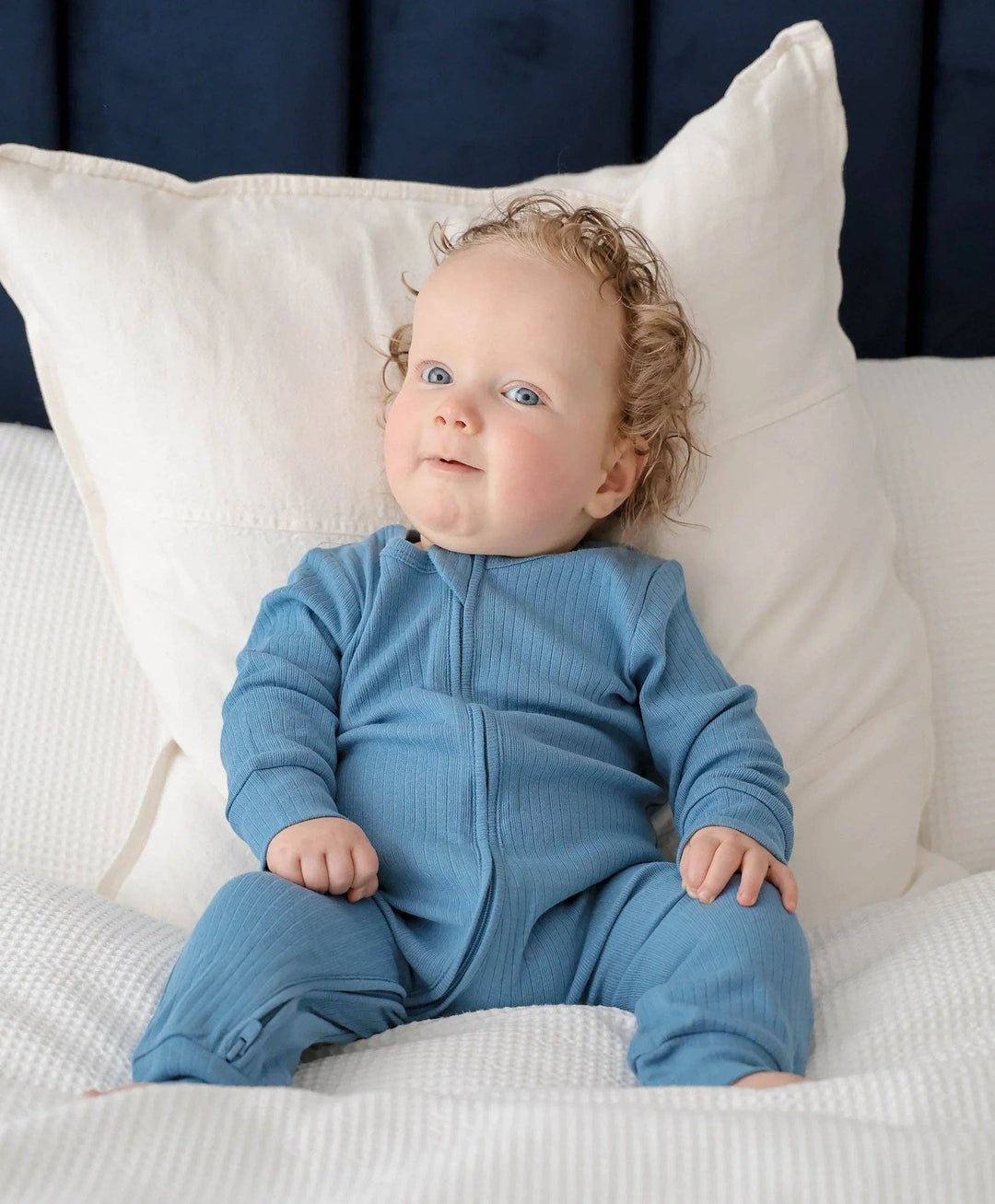 Organic Cotton Growsuit - Heather Blue
