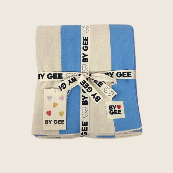Organic Knitted Blanket - Blue Stripe