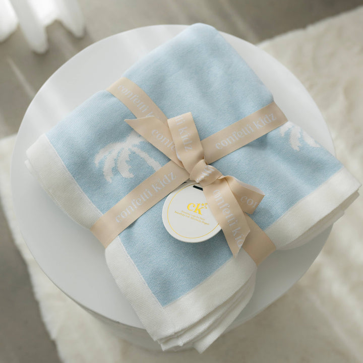 Reversible Knit Blanket | Ocean Palms