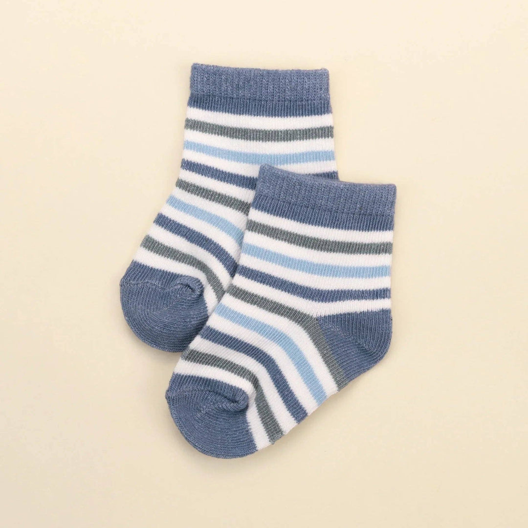 Organic Cotton Baby Socks - Blue & Green Stripes
