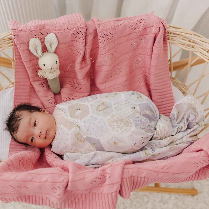 Muslin Wrap & Pram Clips Set - Beehive