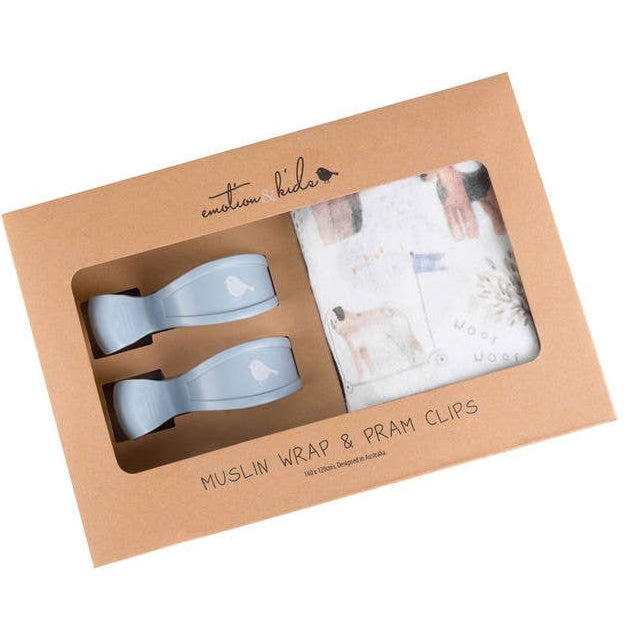 Muslin Wrap & Pram Clips Set - Dogs Day Out