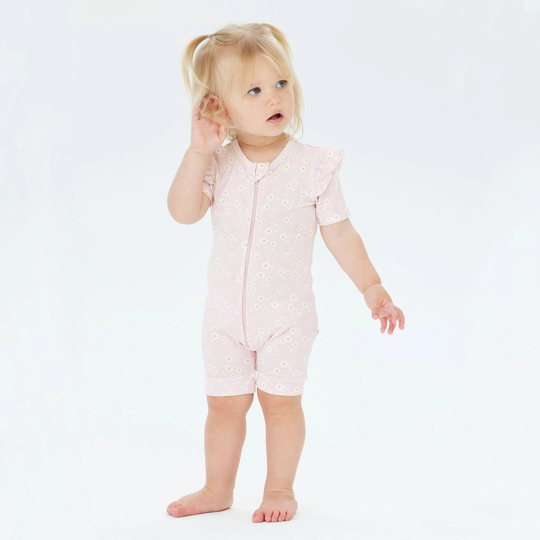 Onesie | Day or Night Short Sleeve with Frill - Orchid Bloom