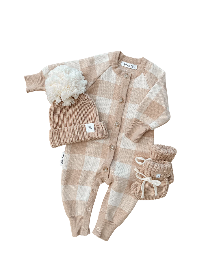 Booties - Gingham (Caramel)