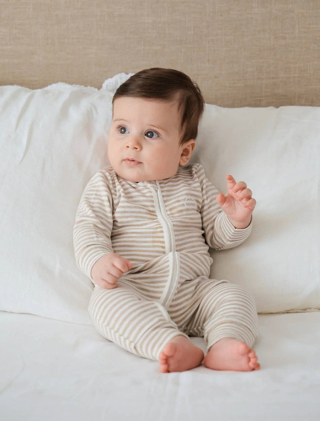 Organic Cotton Growsuit - Oat Stripes