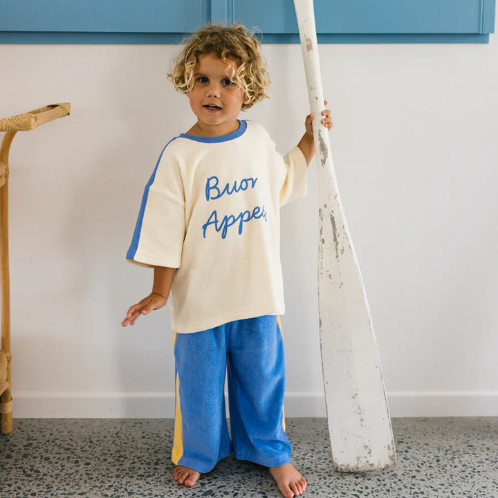 Ciao Tutti Relaxed Pants - Pool Blue & Golden Cream