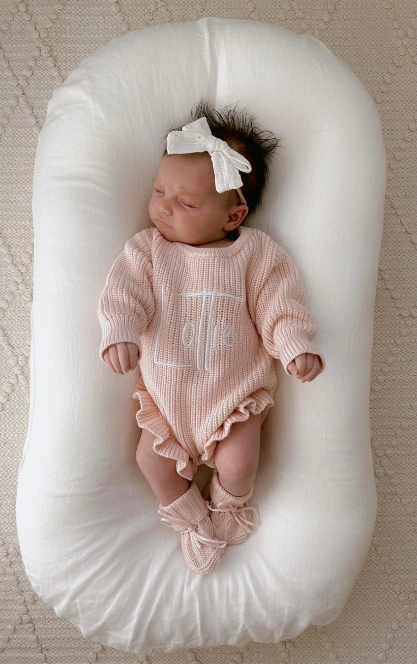 Cuff Newborn Lace Booties - Baby Pink