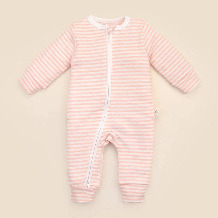 Organic Cotton Growsuit - Pink Stripes