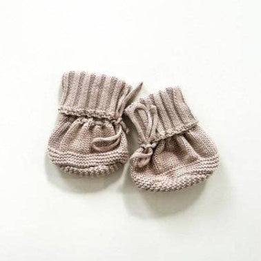 Cuff Newborn Lace Booties - Teddy Brown