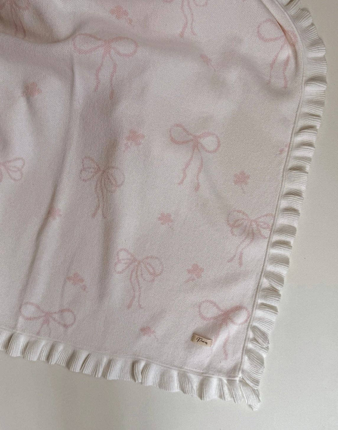 Floral Bow Blanket | Milk + Baby Pink